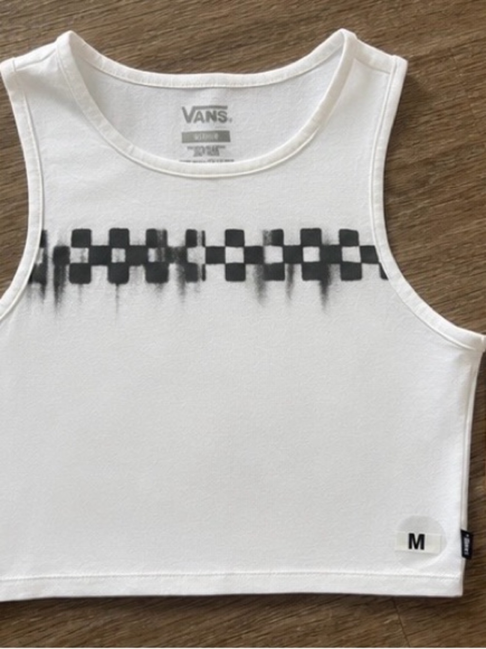 NWT Vans White Tank with Black Checkerboard Stripe